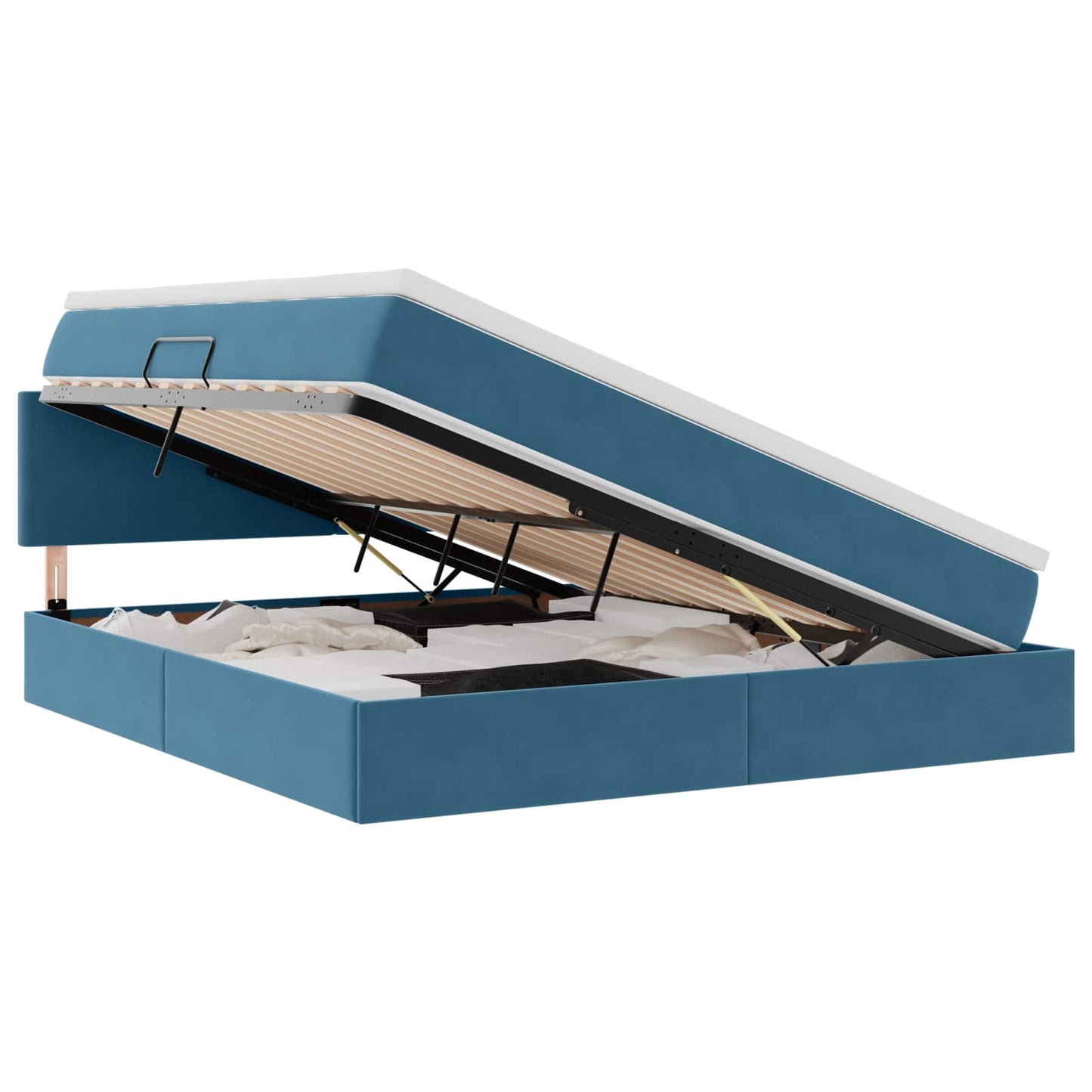 Letto con contenitore e LED Blu Scuro 160 x 200 cm Velluto
