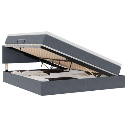 Letto con contenitore e LED Grigio scuro 180 x 200 cm Velluto