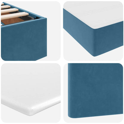 Letto con contenitore e LED Blu Scuro 200 x 200 cm Velluto