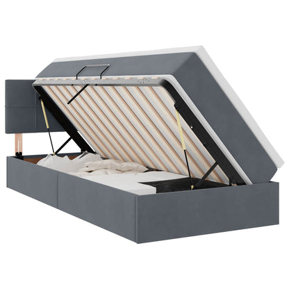 Letto con contenitore e LED Grigio scuro 90 x 200 cm Velluto