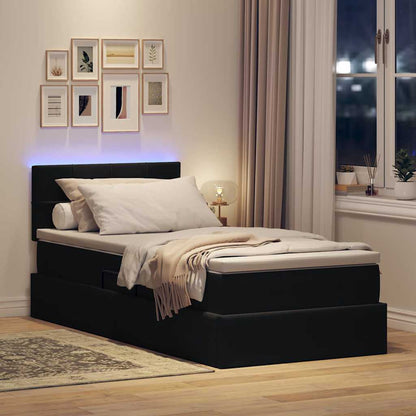 Letto con contenitore e LED con led Nero 100 x 200 cm Velluto