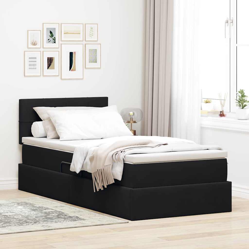 Letto con contenitore e LED con led Nero 100 x 200 cm Velluto