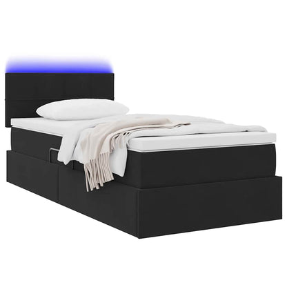 Letto con contenitore e LED con led Nero 100 x 200 cm Velluto