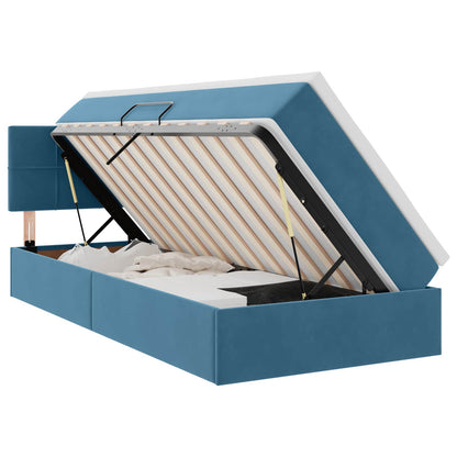Letto con contenitore e LED Blu Scuro 100 x 200 cm Velluto