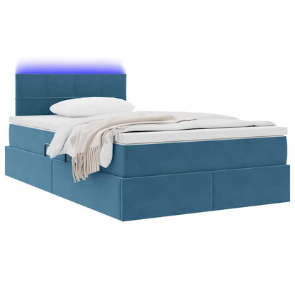 Letto con contenitore e LED con led Blu 120 x 190 cm Velluto