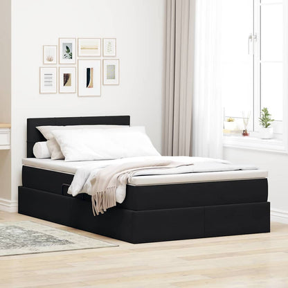 Letto con contenitore e LED con led Nero 120 x 200 cm Velluto