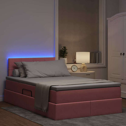 Letto con contenitore e LED con led Rosa 120 x 200 cm Velluto