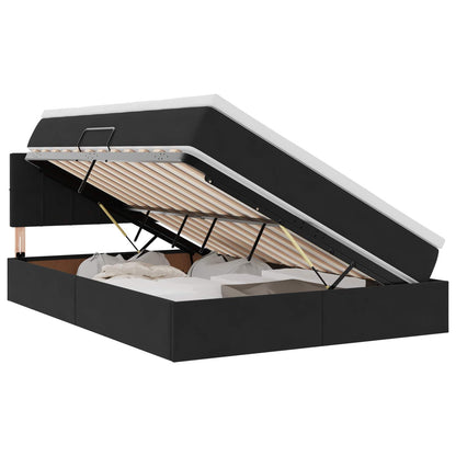 Letto con contenitore e LED con led Nero 140 x 200 cm Velluto