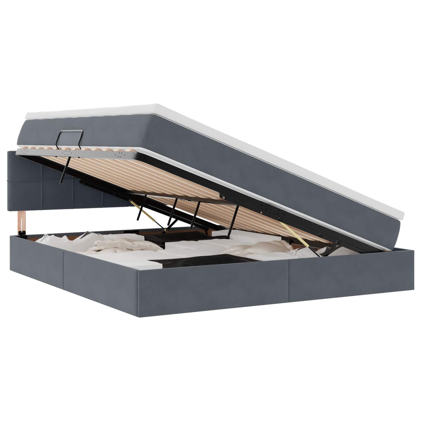 Letto con contenitore e LED Grigio scuro 160 x 200 cm Velluto