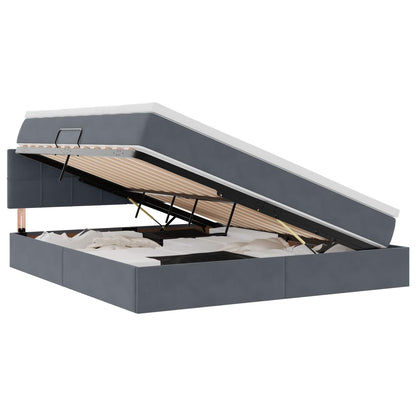 Letto con contenitore e LED Grigio scuro 160 x 200 cm Velluto