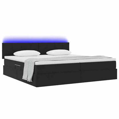 Letto con contenitore e LED con led Nero 200 x 200 cm Velluto