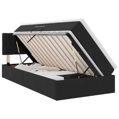 Letto con contenitore e LED con led Nero 90 x 190 cm Velluto