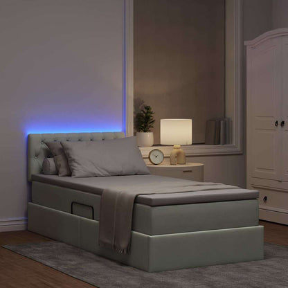 Letto con contenitore e LED Grigio chiaro 90 x 200 cm Velluto
