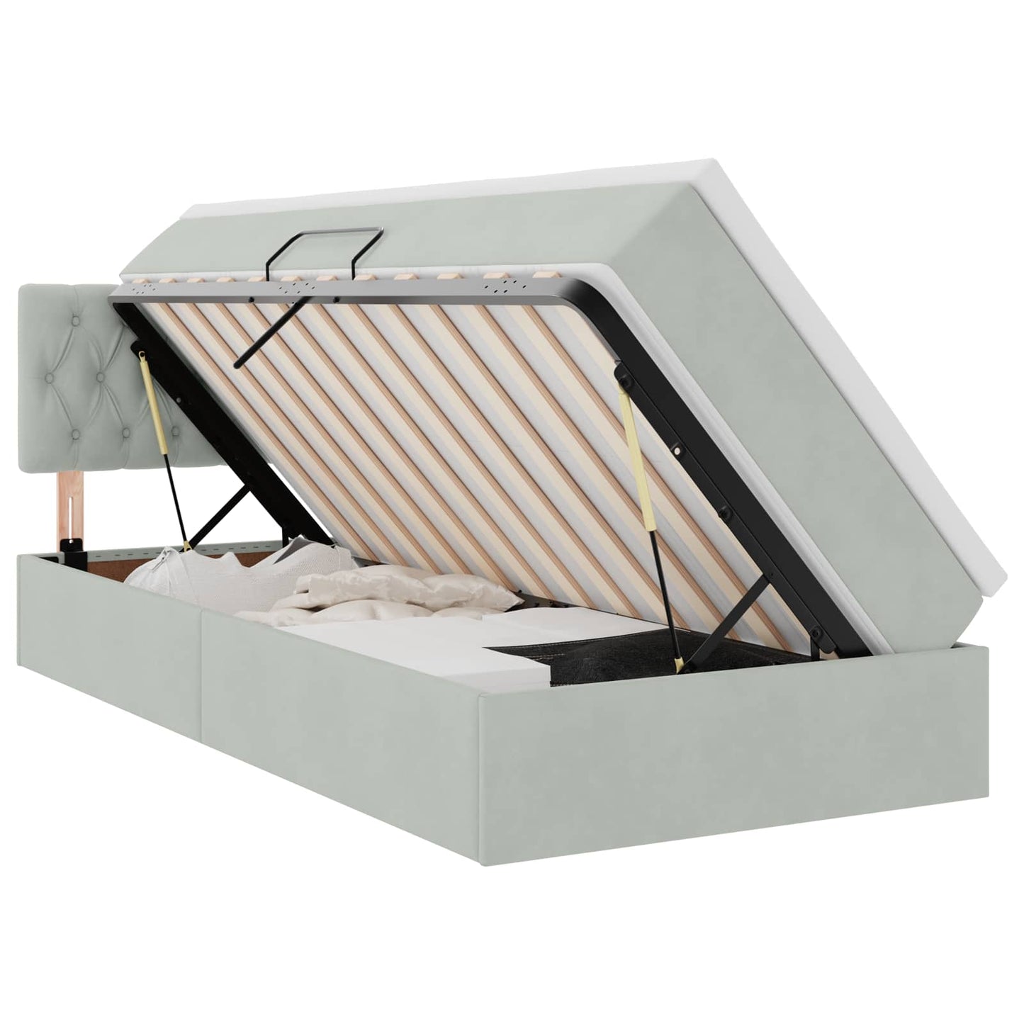 Letto con contenitore e LED Grigio chiaro 90 x 200 cm Velluto