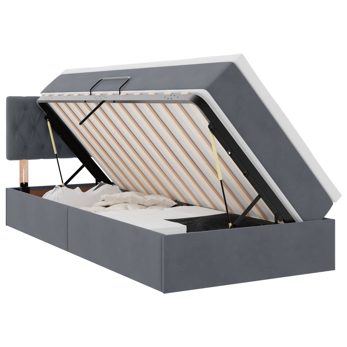 Letto con contenitore e LED Grigio scuro 90 x 200 cm Velluto