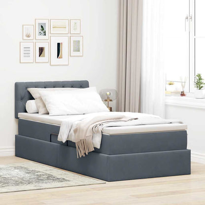 Letto con contenitore e LED Grigio scuro 100 x 200 cm Velluto