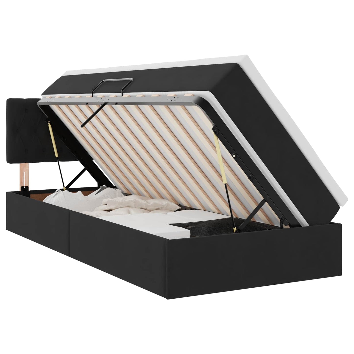 Letto con contenitore e LED con led Nero 100 x 200 cm Velluto