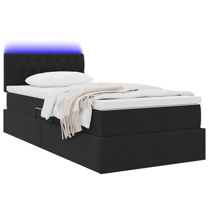 Letto con contenitore e LED con led Nero 100 x 200 cm Velluto