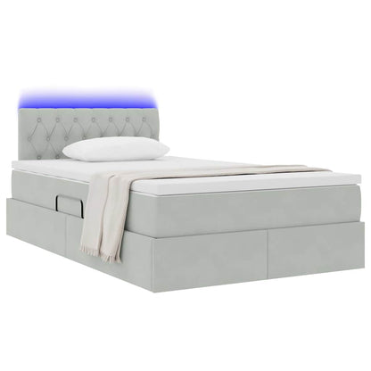 Letto con contenitore e LED Grigio chiaro 120 x 190 cm Velluto