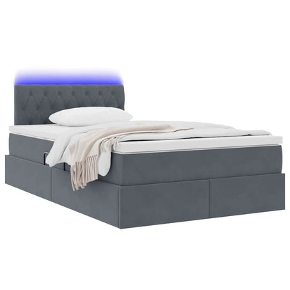 Letto con contenitore e LED Grigio scuro 120 x 190 cm Velluto