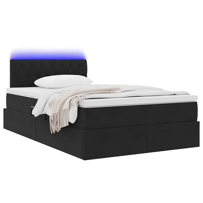 Letto con contenitore e LED con led Nero 120 x 200 cm Velluto