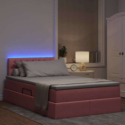 Letto con contenitore e LED con led Rosa 120 x 200 cm Velluto