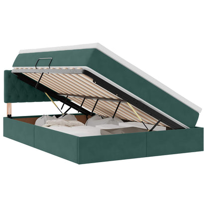 Letto con contenitore e LED Verde Scuro 140 x 200 cm Velluto