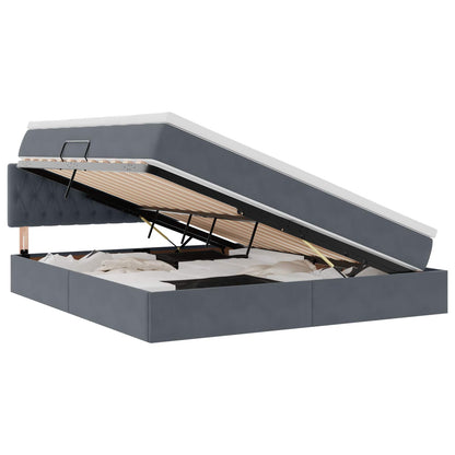 Letto con contenitore e LED Grigio scuro 160 x 200 cm Velluto