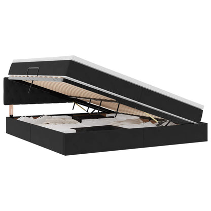 Letto con contenitore e LED con led Nero 200 x 200 cm Velluto