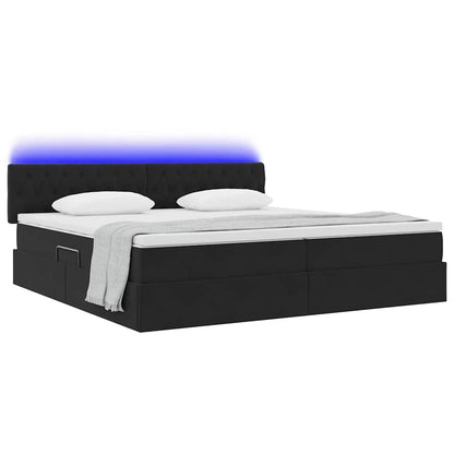Letto con contenitore e LED con led Nero 200 x 200 cm Velluto