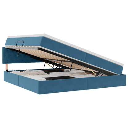 Letto con contenitore e LED Blu Scuro 200 x 200 cm Velluto