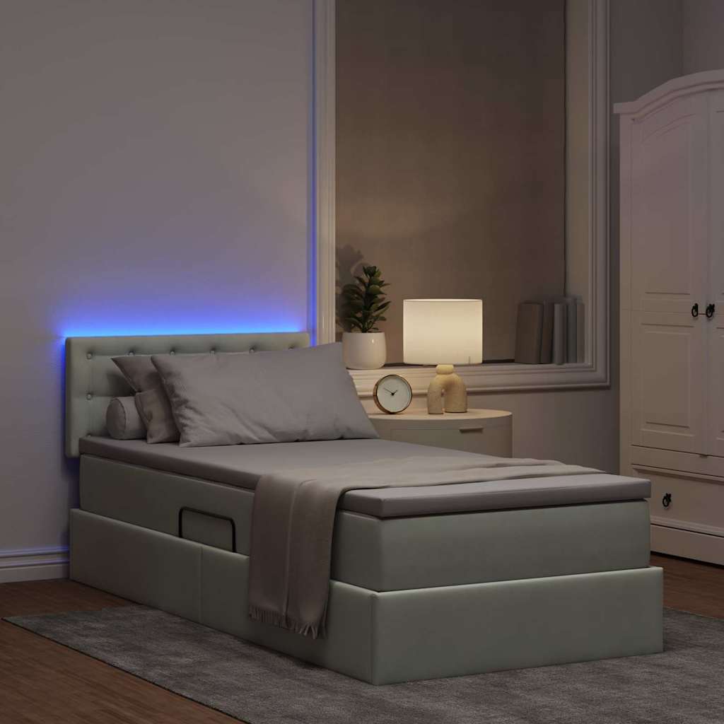Letto con contenitore e LED Grigio chiaro 90 x 200 cm Velluto