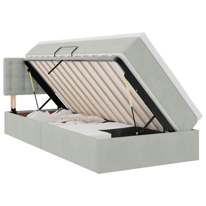 Letto con contenitore e LED Grigio chiaro 100 x 200 cm Velluto