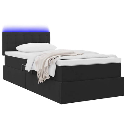 Letto con contenitore e LED con led Nero 100 x 200 cm Velluto