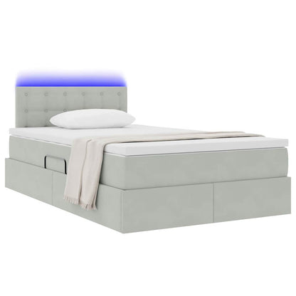Letto con contenitore e LED Grigio chiaro 120 x 190 cm Velluto
