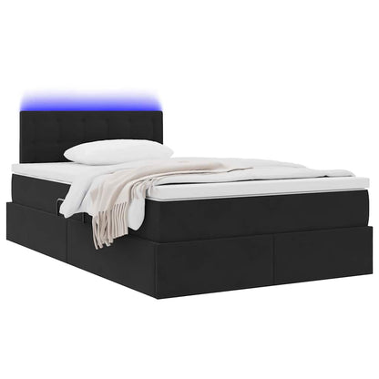Letto con contenitore e LED con led Nero 120 x 190 cm Velluto