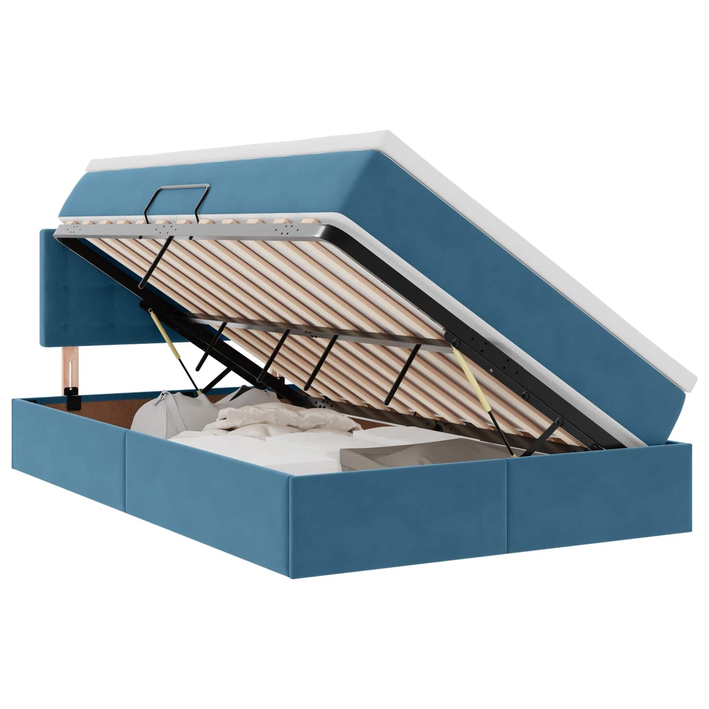 Letto con contenitore e LED con led Blu 120 x 190 cm Velluto