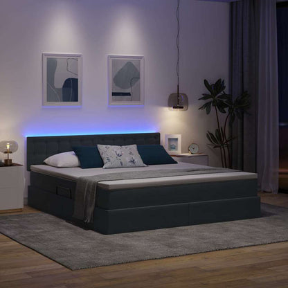 Letto con contenitore e LED Grigio scuro 180 x 200 cm Velluto