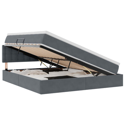 Letto con contenitore e LED Grigio scuro 180 x 200 cm Velluto