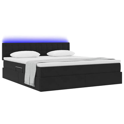 Letto con contenitore e LED con led Nero 180 x 200 cm Velluto