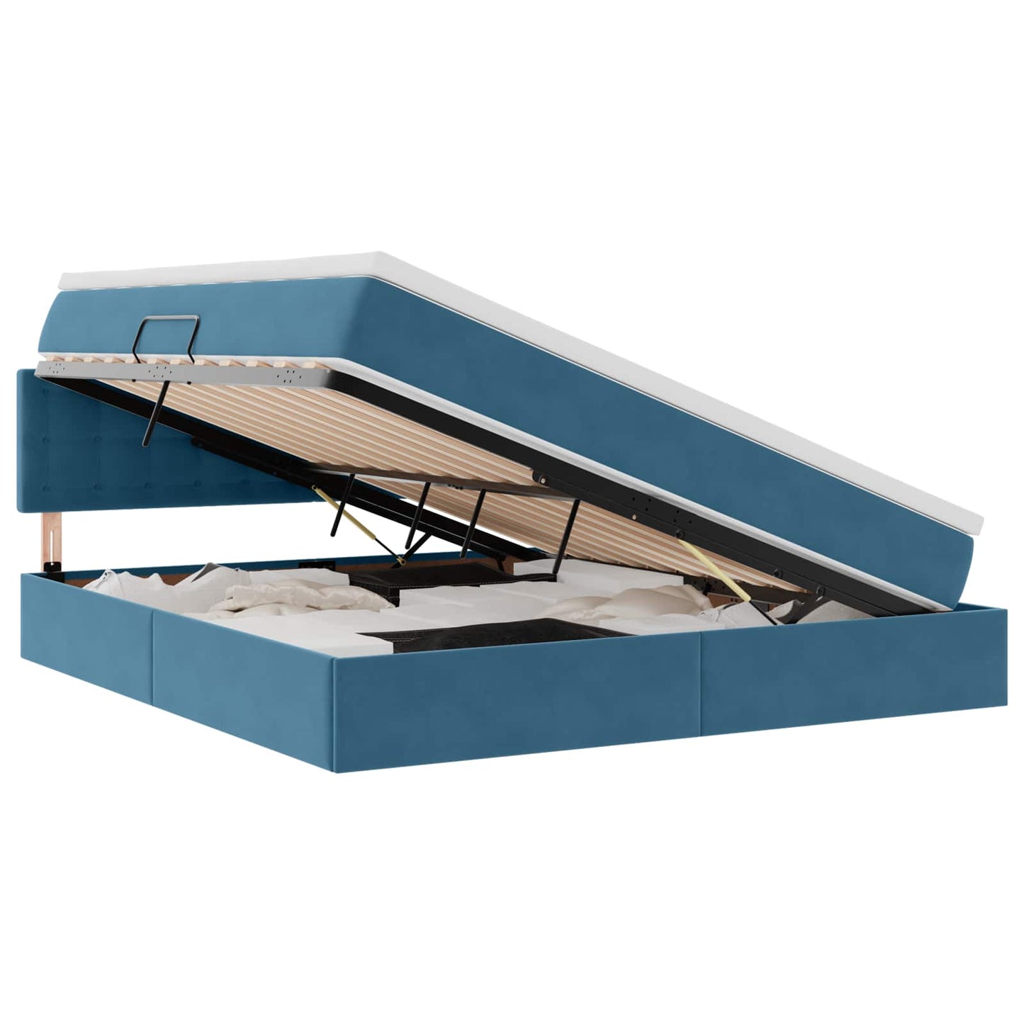 Letto con contenitore e LED Blu Scuro 180 x 200 cm Velluto