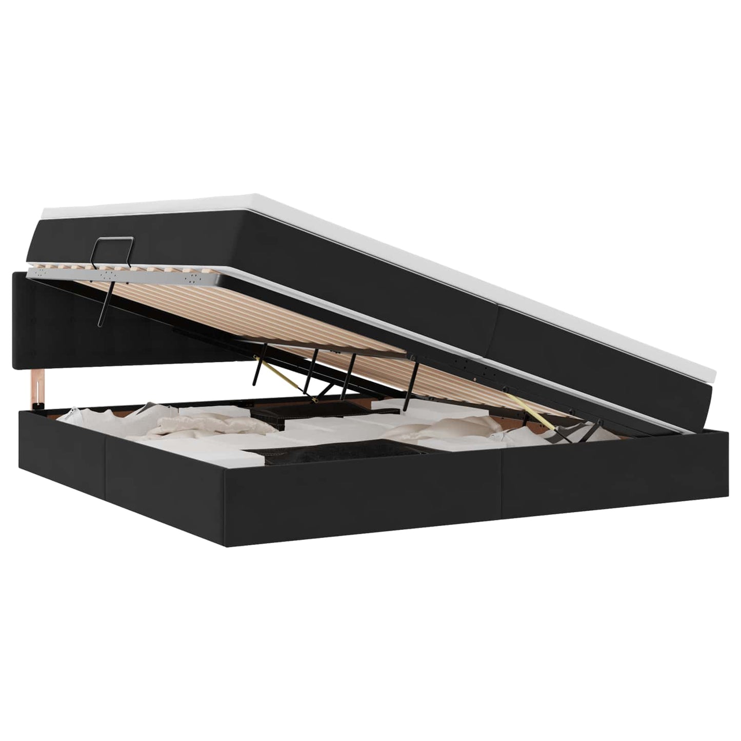 Letto con contenitore e LED con led Nero 200 x 200 cm Velluto