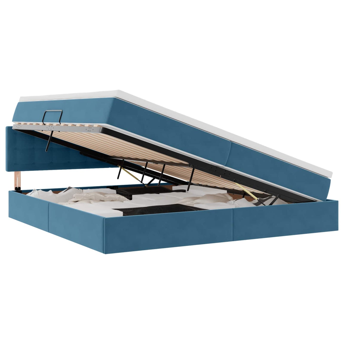 Letto con contenitore e LED Blu Scuro 200 x 200 cm Velluto