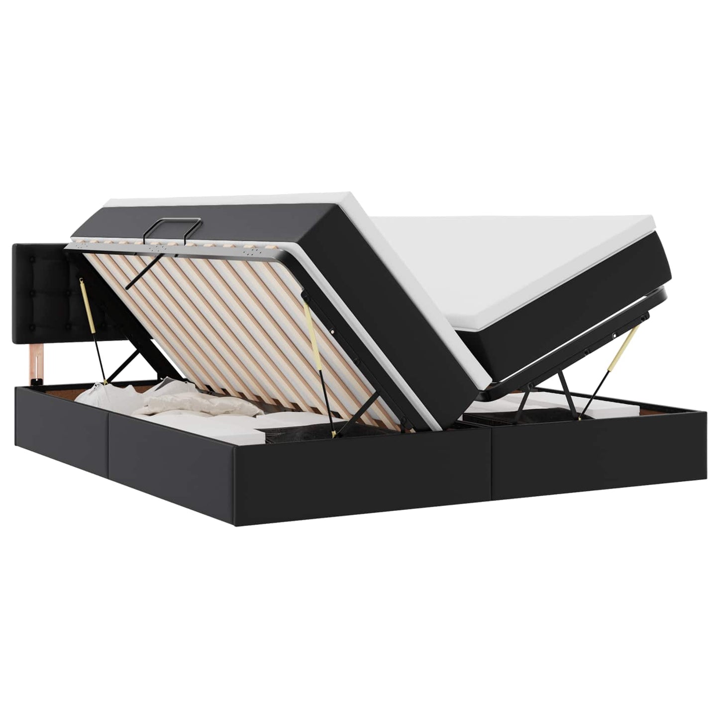 Letto con contenitore e LED Nero 180 x 200 cm Pelle Sintetica