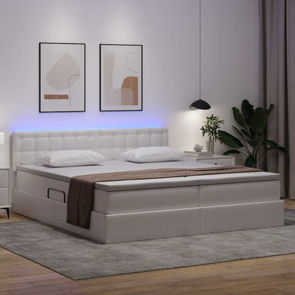 Letto con contenitore e LED con led Bianco Puro 180 x 200 cm