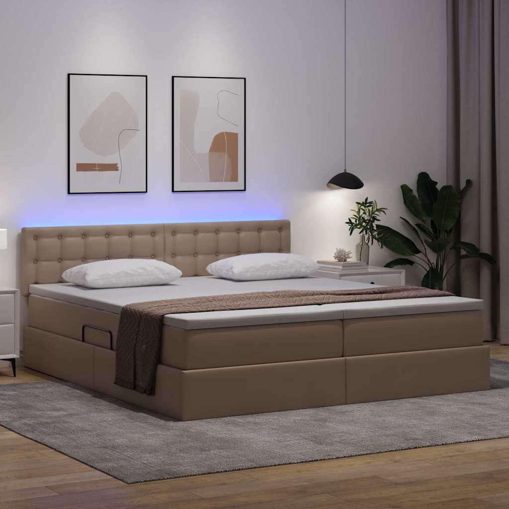 Letto con contenitore e LED con led Cappuccino 180 x 200 cm
