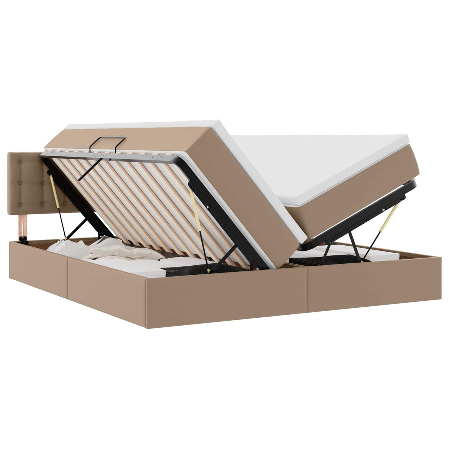 Letto con contenitore e LED con led Cappuccino 180 x 200 cm