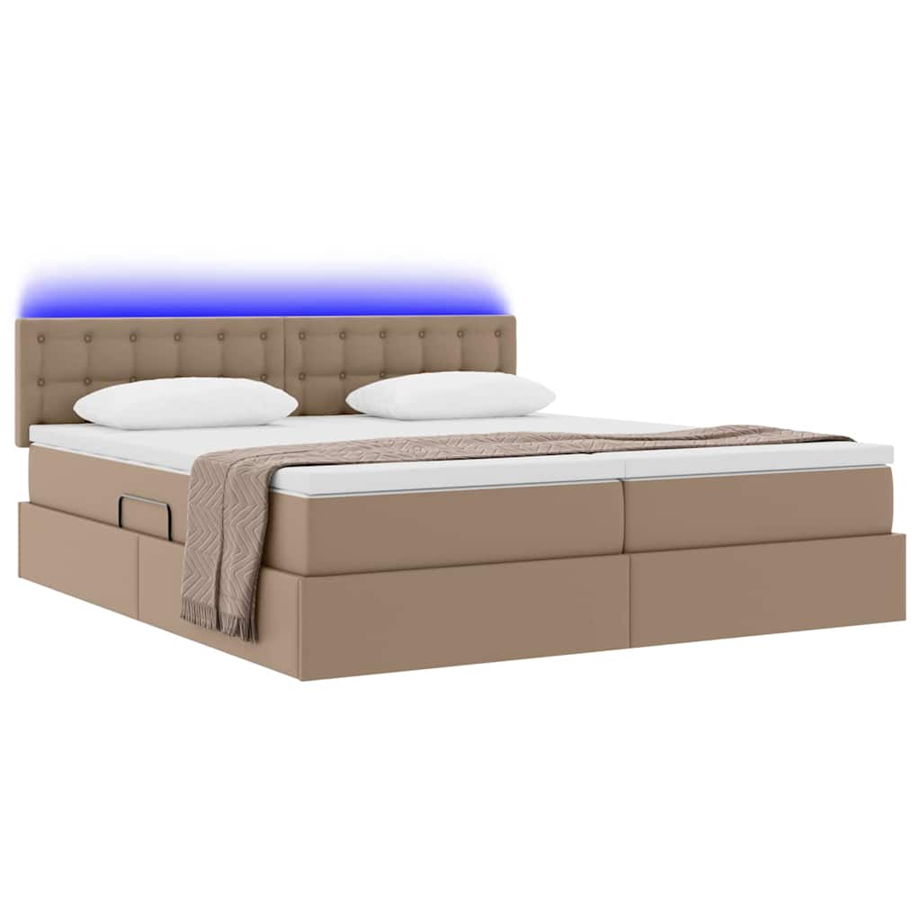 Letto con contenitore e LED con led Cappuccino 180 x 200 cm
