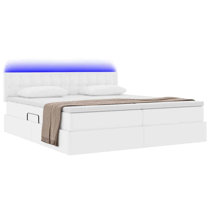 Letto con contenitore e LED con led Bianco Puro 200 x 200 cm