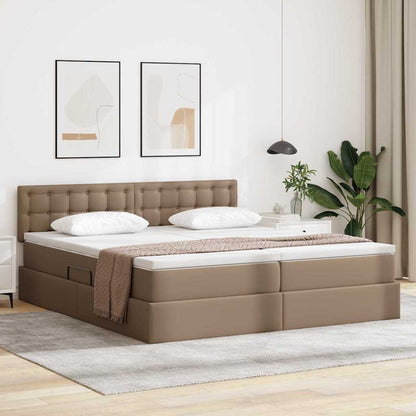 Letto con contenitore e LED con led Cappuccino 200 x 200 cm